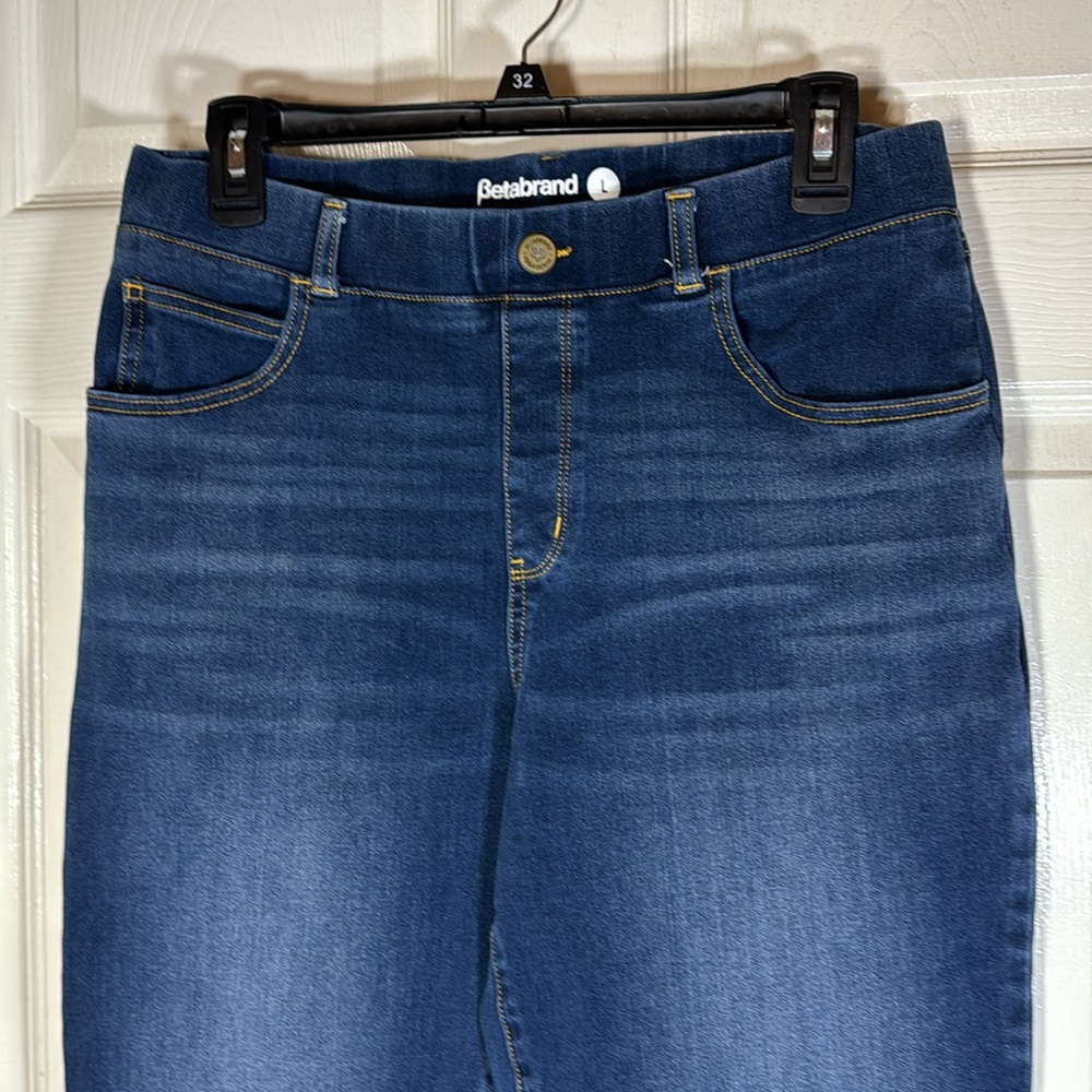 Betabrand Denim Pull-on Stretchy Straight Leg Pants Size Large - Picture 3 of 5